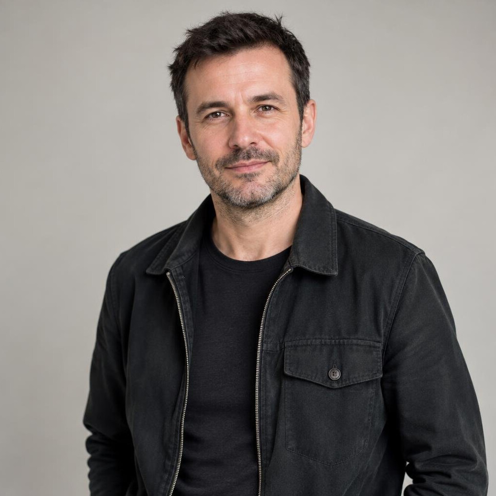 Portrait of a man in a dark suit with a neutral background